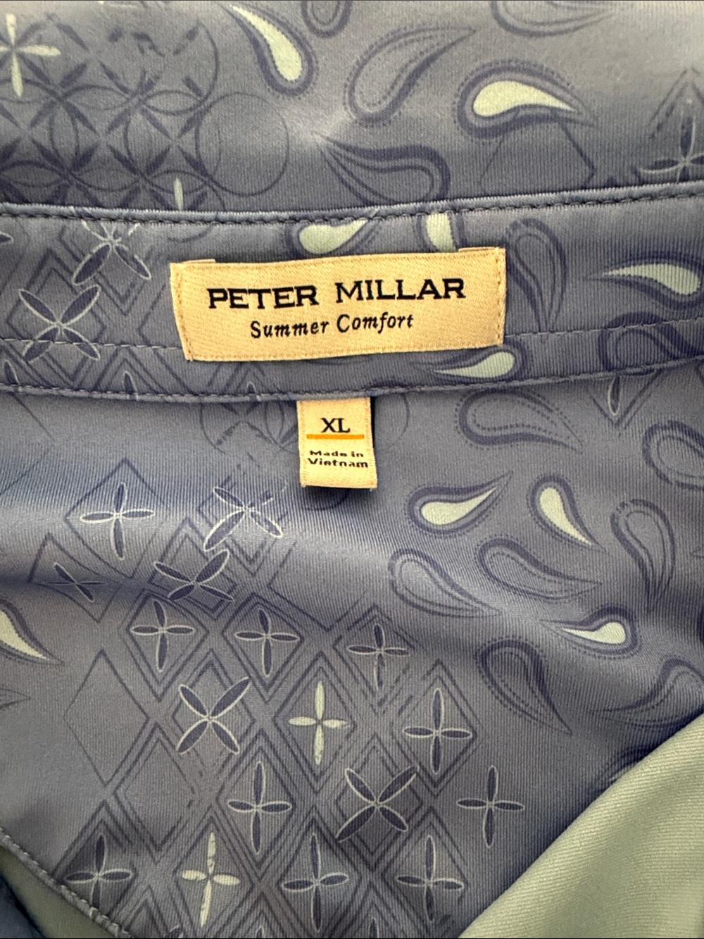 Peter Millar Men's Light Blue Geometric & Paisley Performance Polo - Picture 2 of 3